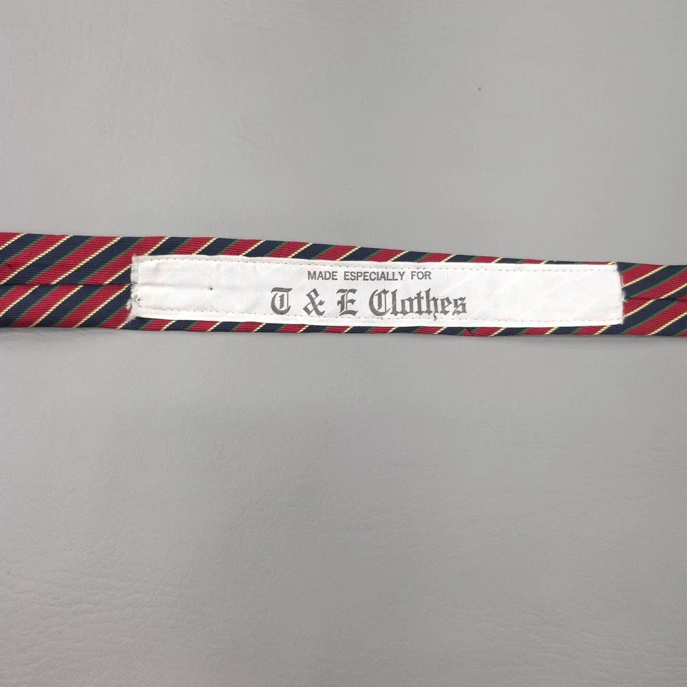 Vintage Pride Of England Tie Mens One Size Red Polyester Repp Striped Short